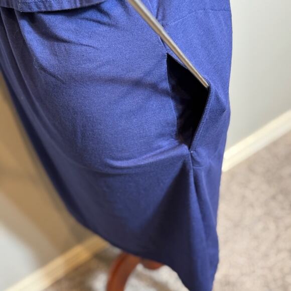 J. Jill dress Ink blue short sleeved knit open button neck layered back Sz S - Picture 4 of 9